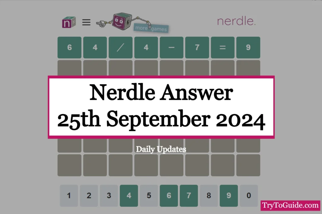 Nerdle Answer Today [Wednesday 25th September 2024]