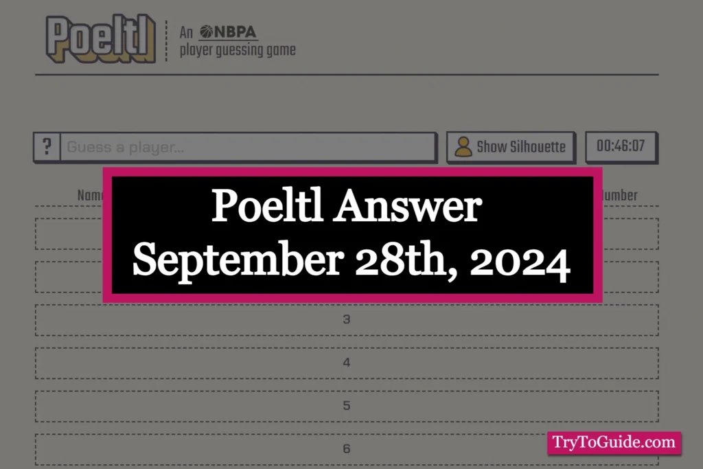 Poeltl Answer Today [Saturday September 28th, 2024]