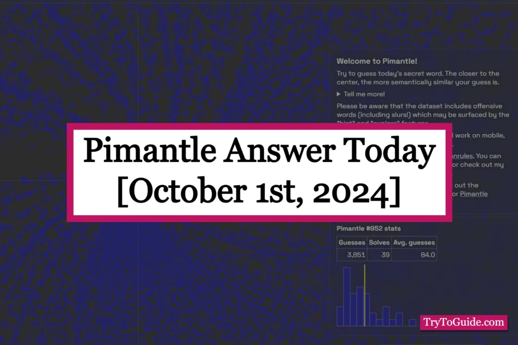 Pimantle Answer Today 951 & 952 [October 1st, 2024]